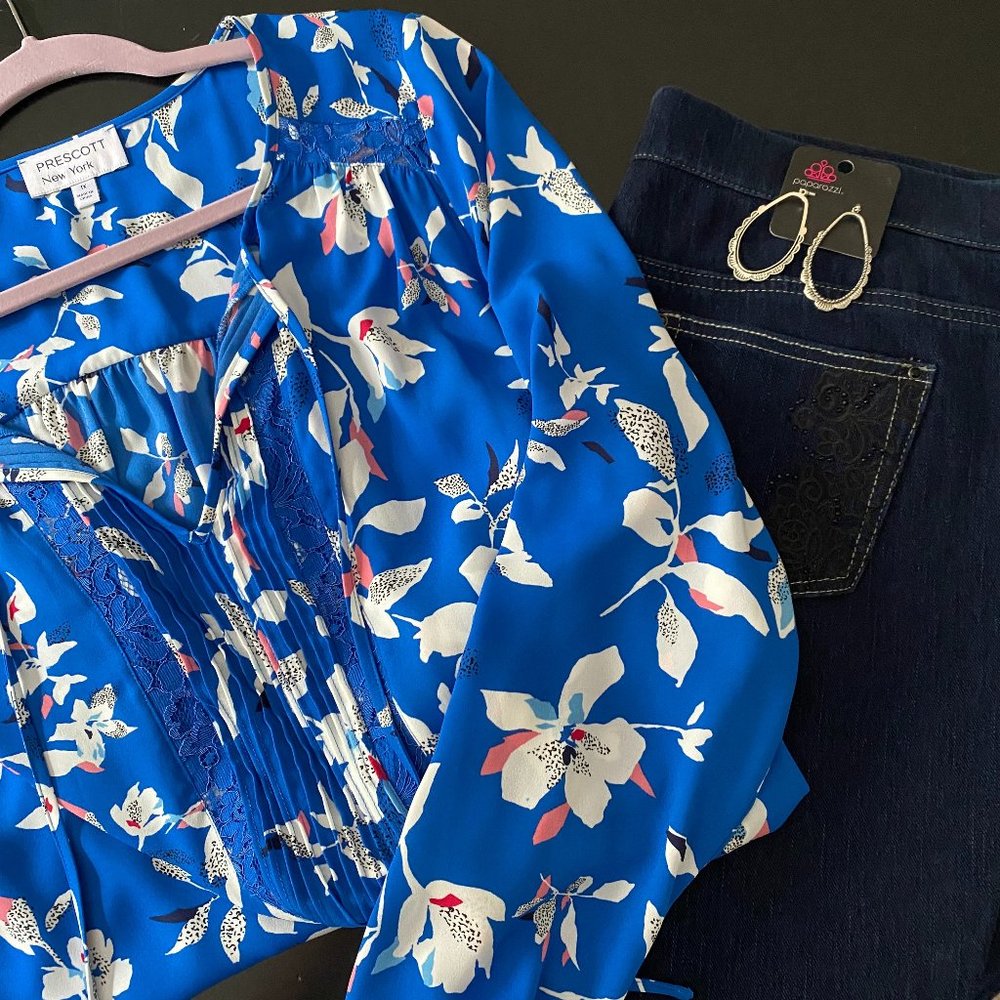 Kim Gravel Belle jeans sz 14 & Prescott NY top sz 1x plus free gift! NEW!